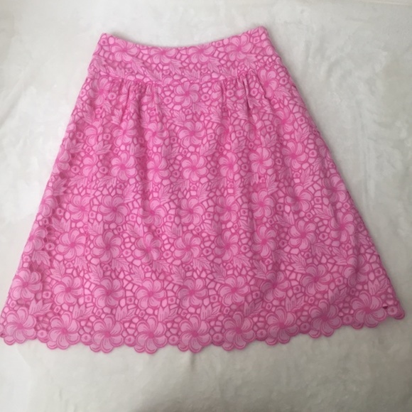Lilly Pulitzer Floral Eyelet Skirt Scalloped 2 - Picture 2 of 8
